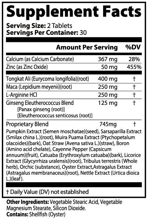 Men's supplement facts panel