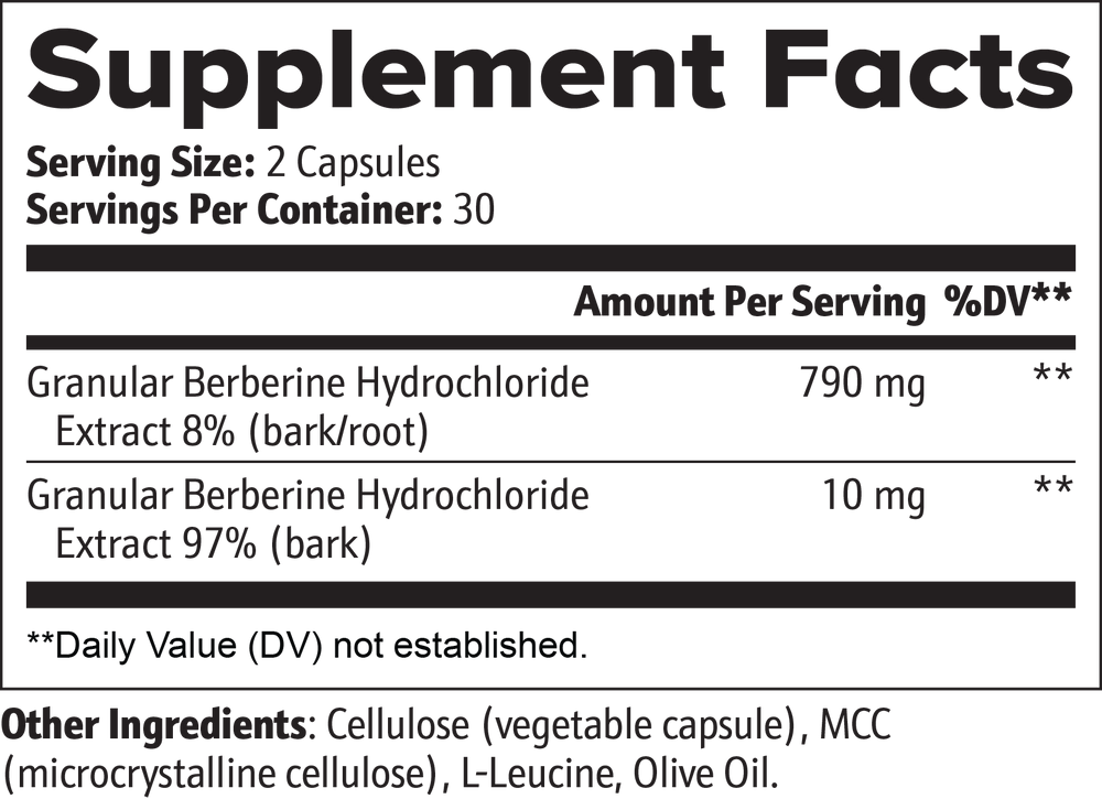 BERBERINE supplement facts panel
