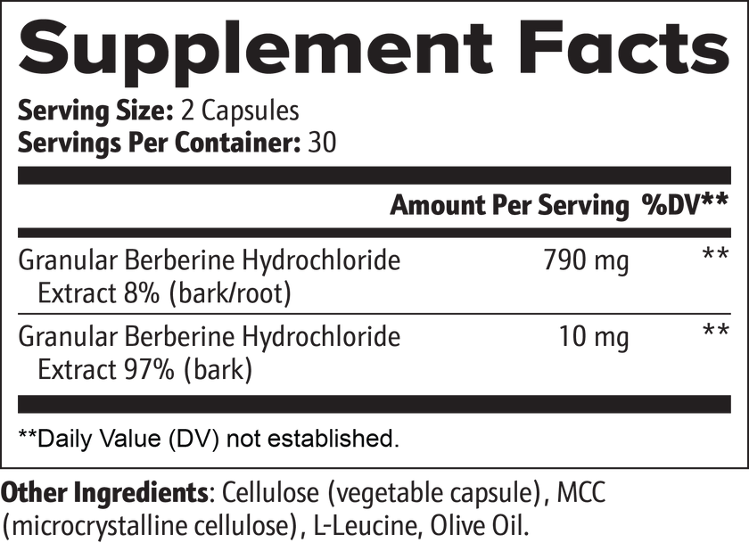 BERBERINE supplement facts panel
